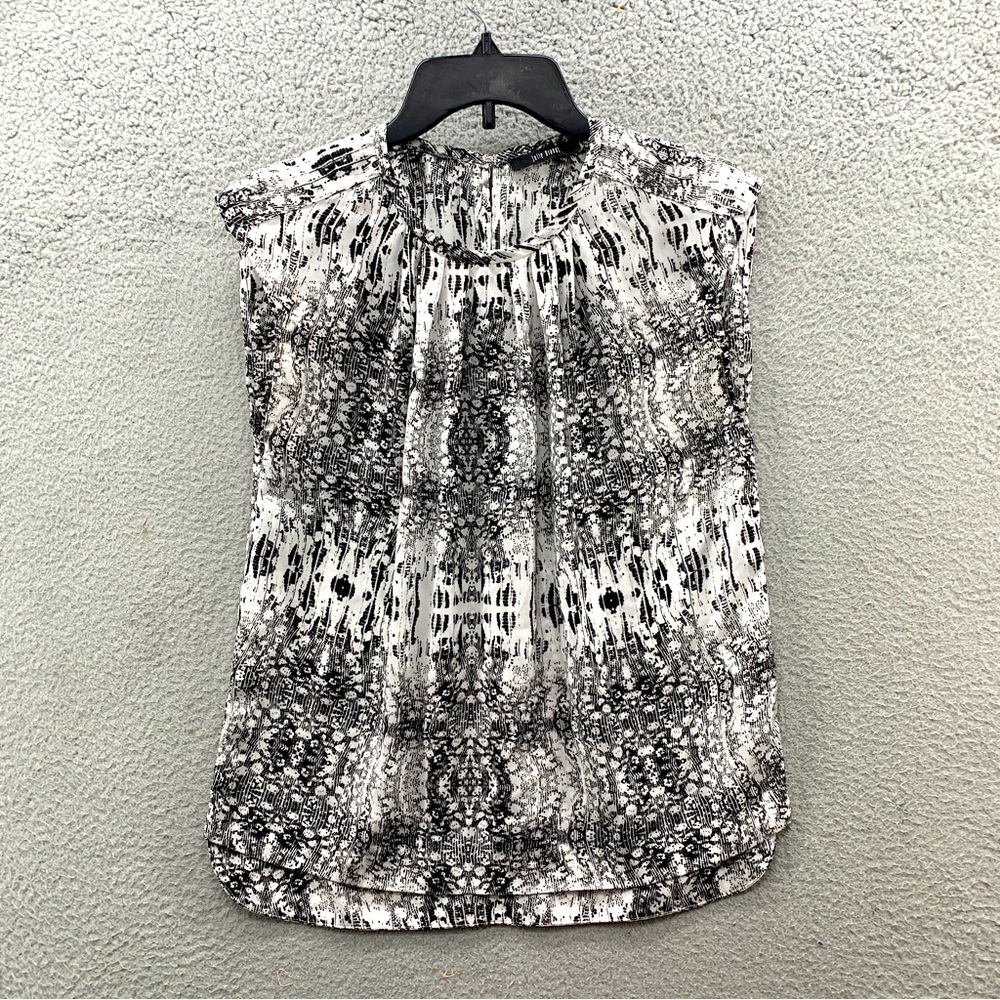 Julie Brandt Women S / 36 Snowdrop Black White Geometric Sleeveless Top Blouse